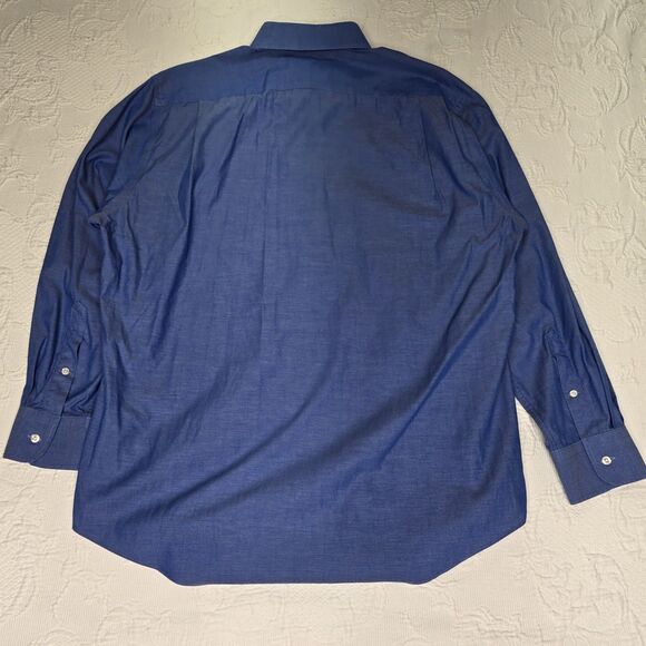 Nordstrom Blue Traditional Fit Collared Shirt Mens Shop 16 33 Non Iron - Picture 3 of 8